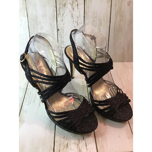 Adrianna Papell Aiden Black Heels Strappy Sandal pumps size 9 - Picture 2 of 8
